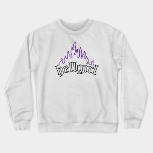 Hellgirl Aesthetic Goth Grl Grunge Design (Purple Flames & Black Text) Crewneck Sweatshirt